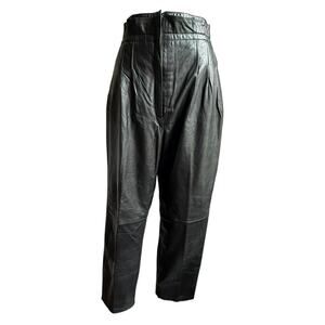 Toffs Genuine Leather High Rise Tapered Pants Black Womens 12P